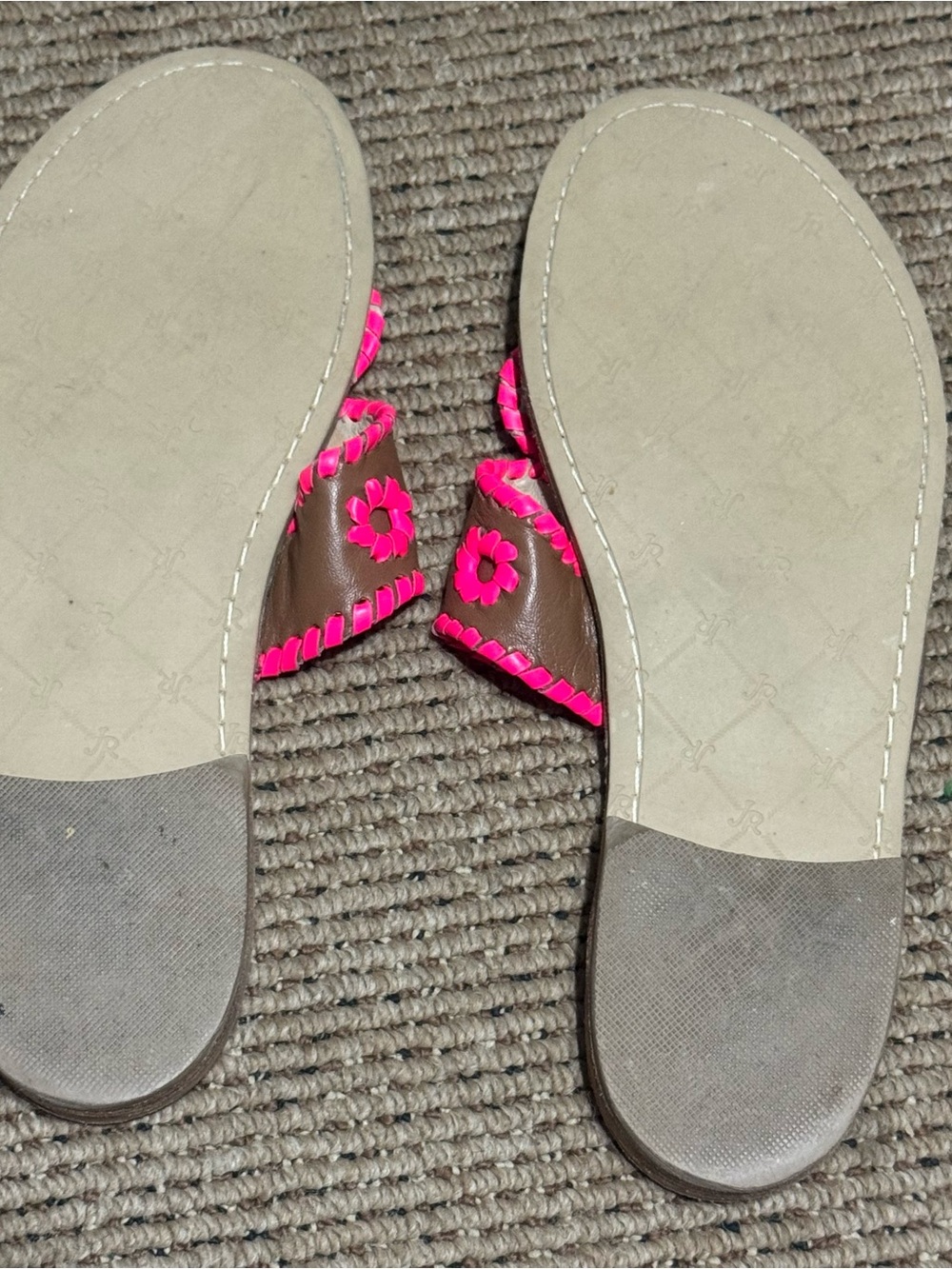 Jack Rogers Navajo Hamptons Women's Thong Pink & Brown Whipstitch Sandals - Picture 7 of 7